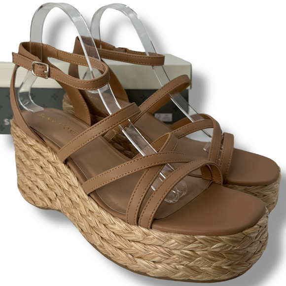 NEW Sun + Stone Brown Strappy Espadrille Wedges Size 9.5 Platform Wedges Boho - Picture 1 of 12